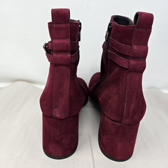 Paul Green Women's Suede Burgundy Ankle Boots Sz 5.5 =8 - Picture 4 of 16